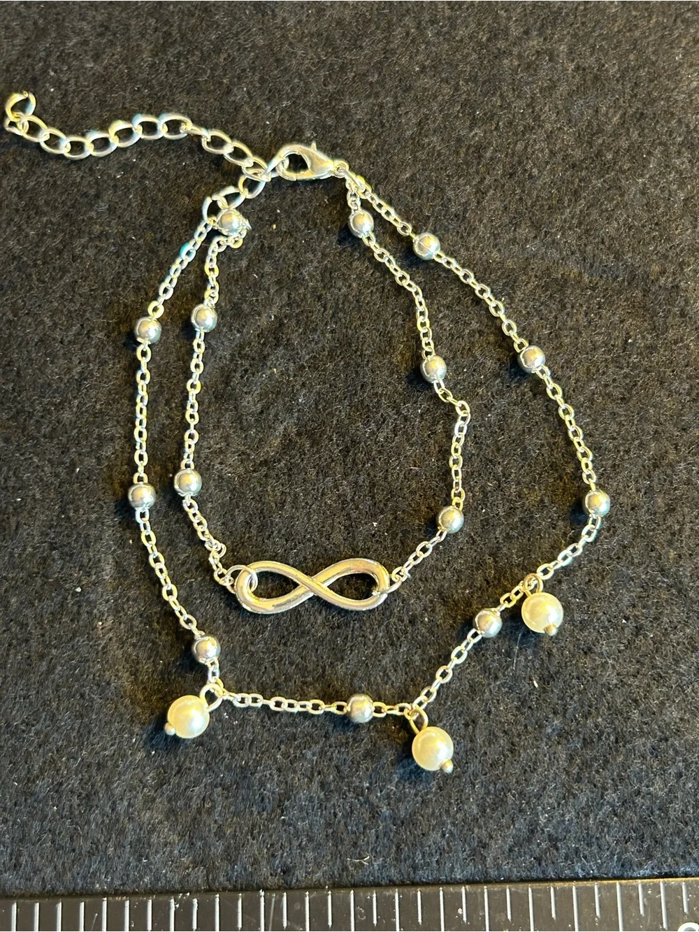 Silver Infinity & Pearl Accent Double-Layer Bracelet (7)